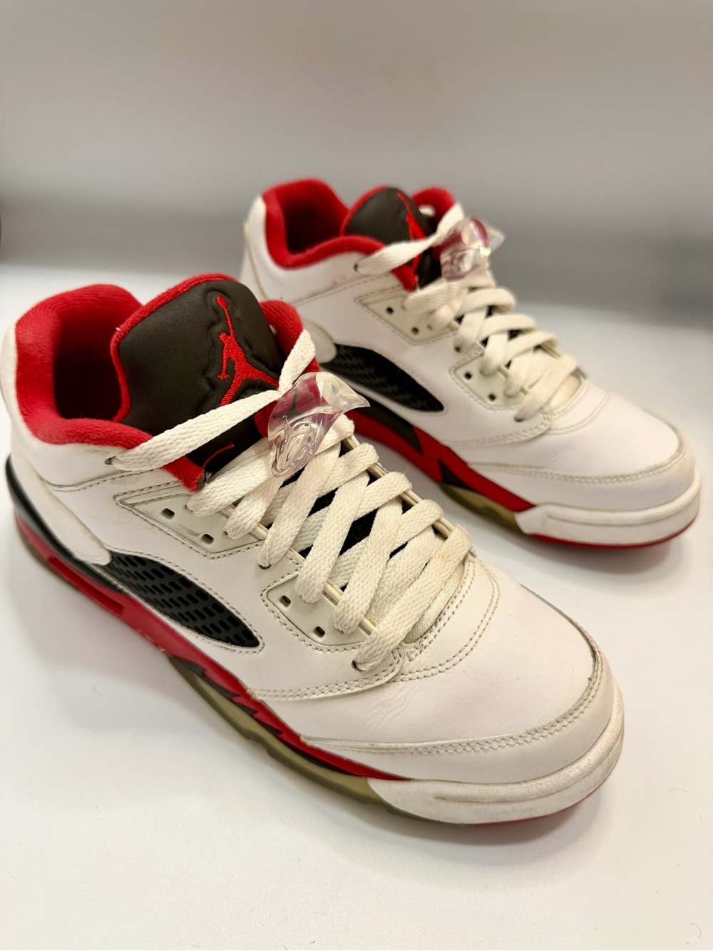 Nike Air Jordan 5 Retro Men’s Sneakers - White/Red Size 6Y